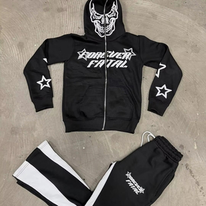 Ropa de calle personalizada, chándal para hombre con cremallera completa, chándal con capucha, ropa lavada, pantalones de chándal Vintage y conjuntos de Sudadera con capucha y cremallera completa - Product Image 1