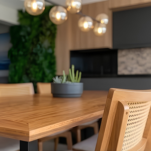 Chaise de restaurant moderne en bois massif avec dossier en rotin, siège rembourré, chaise d'appoint pour salle à manger, café - Product Image 2