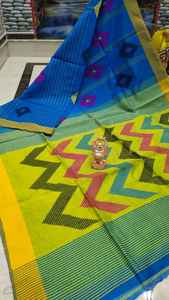 Nouvelle robe sari en soie/coton tissée à la main, écologique, à séchage rapide, en zigzag, pour filles ou mariages, poids moyen 500 GRM - Product Image 3