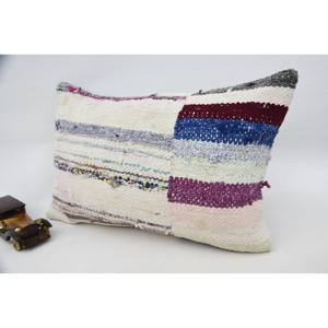 Almohada Kantha de retazos de lana multicolor, cojín decorativo de 16x24 pulgadas tejido con patrón Vintage - Product Image 3