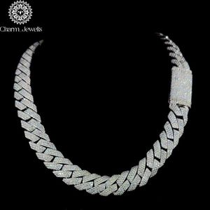 Charm Jewells Moissanite <b>Statement</b> <b>Necklace</b> Brilliant Cut Geometric Link Chain 925 Silver 14K Gold Plated IGI Certified Unisex - Product Image 1