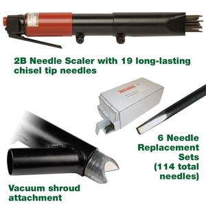 Kit Básico Profesional de Pulidores Neumáticos de Aire Comprimido con Agarre en Línea, 5.5 CFM, con Cubierta de Vacío de 19 Agujas y 6 Juegos de Cinceles Neumáticos - Product Image 3