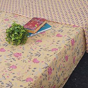 Dohar de Algodón de 240 Hilos con Estampado Floral Beige para Cama Doble, para Uso Doméstico - SHKR1026 - Product Image 2