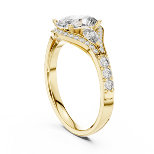 Oval Cut Lab Grown Diamond Bridal Halo <b>Split</b> Shank <b>Ring</b> 14K/18K Solid Gold DEF VVS IGI Certified 1.70 CTW Rhodium Plated <b>Ring</b> - Product Image 4