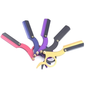 Mini pouce en acier inoxydable à l'ancienne rasoir sourcil cheveux rasage outil visage nettoyage porte-ciseaux sans lame rasoir de sécurité - Product Image 1