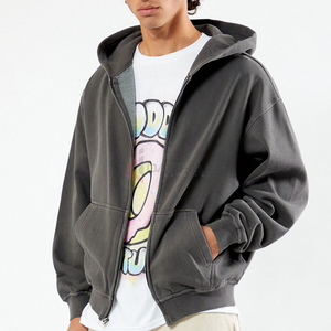 เสื้อมีฮู้ดโอเวอร์ไซส์สำหรับผู้ชายผ้าฝ้ายขนแกะ100% ขนาดใหญ่ออกแบบโลโก้ได้ตามต้องการ - Product Image 4