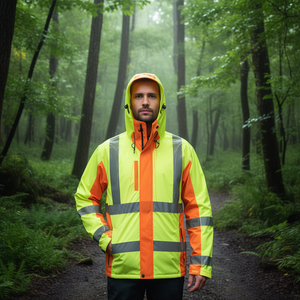 High-Visibility JIM Size L Yellow/Orange Softshell <b>Raincoat</b> Comfortable and Breathable - Product Image 3