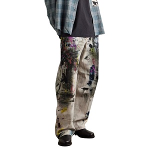 กางเกงยีนส์ดีไซน์เนอร์สั่งทำพิเศษสำหรับผู้ชาย พิมพ์ลาย DTG แบบซับลิเมชั่น กางเกงยีนส์ทรงหลวม กางเกงยีนส์สั่งทำ - Product Image 1