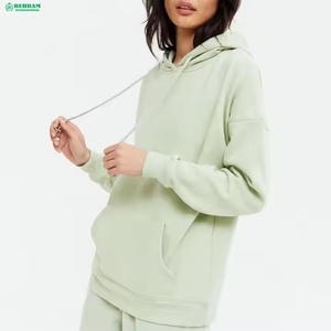 Sudadera con Capucha Deportiva Informal para Mujer Behram International 2025, Tejido de Punto Sólido, 100% Algodón, Hombros Caídos, Forrada - Product Image 3