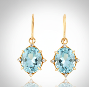 Pendientes de Topacio Azul de 10*14 mm con Circonita Cúbica para Mujer, Plata de Ley 925, Chapado en Oro de 18K, Joyería de Piedras Preciosas Colgantes, Regalo - Product Image 1