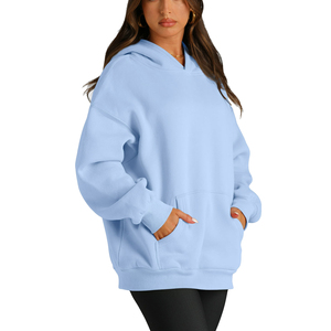 Sudaderas con capucha para mujer, jersey de manga larga de algodón 100%, sudaderas en blanco de Color sólido, sudaderas con capucha informales transpirables con hombros caídos para mujer - Product Image 4