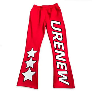 Pantalones de chándal negros 2025 para hombre, pantalones de chándal apilados de pierna ancha con cordón personalizado, pantalones acampanados, estampado bordado con lavado ácido - Product Image 1