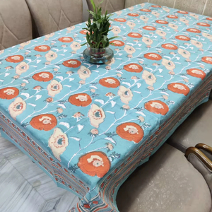 Elegant Floral Printed 100% Cotton Tablecloth Handcrafted and Hand Block Printed Traditional Artisan Design <b>Table</b> <b>Cover</b> - Product Image 1