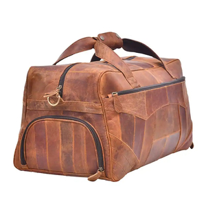 100% Genuine Leather Vintage Travel Duffle <b>Bag</b> Organizer Portable Zipper Double Chains Fashionable Overnight Weekend <b>Sports</b> <b>Gym</b> - Product Image 1