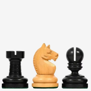 Piezas de Ajedrez de Análisis Knubbel de Lujo, Vintage, de 1930, Hechas a Mano en Madera de Boj Ebonizada y Natural, 3 Rey, al Mejor Precio - Product Image 1