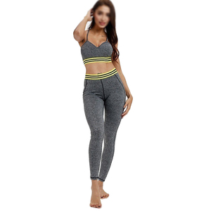 Women Plus Size Workout Yoga Set <b>Lace</b> Belt High Quality Solid Color Leggings with Sports Bra 2-Piece Set Latest Design - Product Image 2