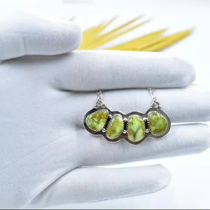 Collar de piedras preciosas bohemio hecho a mano de plata de ley para mujer Palomino turquesa racimo 18 pulgadas cadena ajustable chapado en oro rodio - Product Image 1