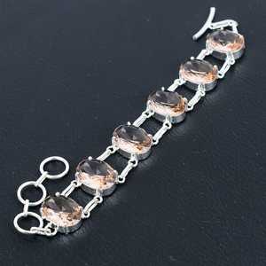 Morganite Charm <b>Bracelet</b> Handmade 925 <b>Sterling</b> <b>Silver</b> Luxury Simple Classic Design Jewelry Elegant Anniversary Gift for <b>Women</b> - Product Image 5