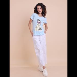 Camiseta de media manga con cuello estampado elegante y elegante de ODM Supply, cómoda Lona de moda para el verano, camisetas de talla grande para mujer - Product Image 1