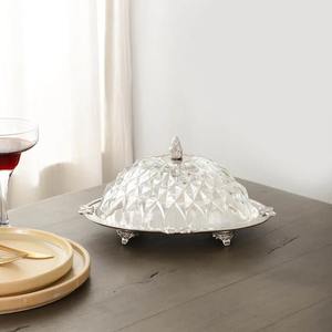 Wholesale Manufacturer Natural Wood <b>Glass</b> Ornate Regency Design Handmade Cake Stand <b>Glass</b> <b>Dome</b> Cover Wooden Dessert Serving Tray - Product Image 4