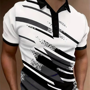 6XL grande taille vêtements pour hommes cravate-teinture motif rayé mode Polos T-Shirts été à manches courtes 3D imprimé rue mâle POLO t-shirt - Product Image 1