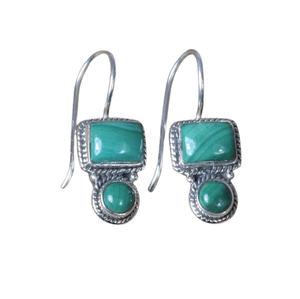 Pendientes de Plata de Ley 925 con Malaquita, Piedra Preciosa Verde Natural, Piedra de Nacimiento del Mes de Abril, Joyería Hecha a Mano, Regalo para Navidad - Product Image 1