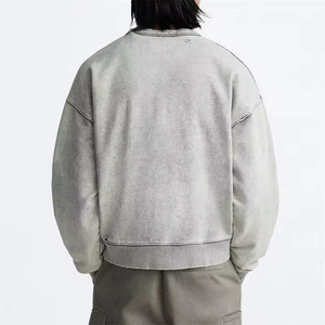 เสื้อสเวตเตอร์สำหรับผู้ใหญ่สำหรับผู้ชายเสื้อสเวตเชิ้ตลำลองสีพื้นทรงหลวมผลิตจากปากีสถาน - Product Image 4