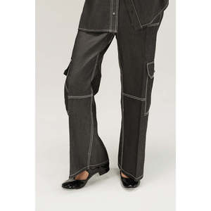 Pantalones Anchos de Mezclilla Negra con Estampado Floral, Adornos de Pedrería, Transpirables, de Cintura Alta, Corte Recto Holgado para Mujer, Estilo Y2K - Product Image 2