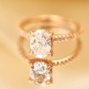 ชุดง่ามเพชรโมอิสสำหรับผู้หญิงขนาด6x8มม. สีเงินสเตอร์ลิง925ทึบแหวนแต่งงานครบรอบแต่งงาน - Product Image 1