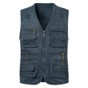 Chaleco de Pesca con Mosca Informal para Hombre, con Múltiples Bolsillos, Transpirable, para Otoño, Trabajo, Safari, Viajes, Caza, Tela Vaquera de Algodón - Product Image 3