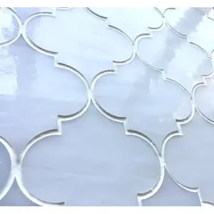 Arabesque Blanc 11 "x 13" Carrelage de Verre Mosaïque Dosseret Mural pour Bain et Douche Verre Décoratif pour la Décoration Intérieure - Product Image 1