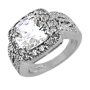 Rose Gold Silver Plated 925 Silver Fashionable Statement Cluster <b>Ring</b> with <b>Cubic</b> <b>Zirconia</b> Inlay for Women - Product Image 1