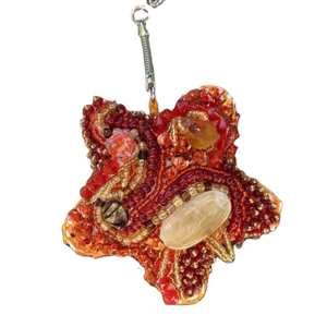 Porte-clés classique unique avec broderie à la main, motif de poisson perlé, porte-clés brodé sur mesure en provenance d'Inde - Product Image 3