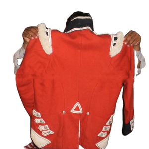 100% lana napoleónica última tela Puffer Uniforme de Invierno abrigos de doble botonadura en Color rojo - Product Image 4