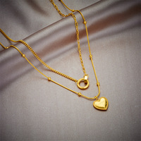 Collier tendance en acier inoxydable plaqué or 18 carats avec pendentif cœur, idéal pour femme, cadeau de fête, prêt à l'emploi, vente en gros