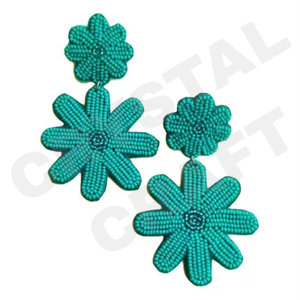 Green Potted Coctus Dangle <b>Earrings</b> New Arrival <b>Cross</b>-Border Handmade Beads Gold Trendy Creative for Parties Christian Style - Product Image 6