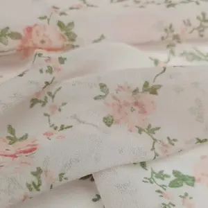 100% 폴리에스터 꽃 인쇄 합성 실크 쉬폰 패브릭 짠 패턴 디자인 여자 드레스 스커트 밀도 20D 원사 수