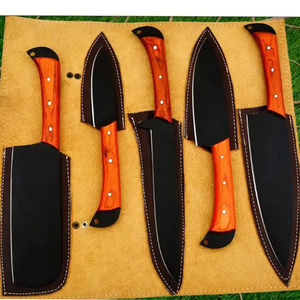 Juego de Cuchillos de Chef Profesionales Burraq de 5 Piezas, Acero al Carbono, Hechos a Mano, Mango de Madera, Ecológicos, Aptos para Lavavajillas - Product Image 3