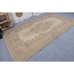 Alfombra de retazos de lana Vintage hecha a mano Beige marrón área grande 5,6X9,5 pies pasillo Rectangular para dormitorio para decoración de dormitorio - Product Image 2