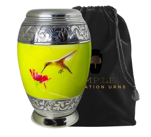 Humming Bird Aluminum Cremation <b>Urn</b> with Meena Coating <b>Large</b> (220 cu in) & Keepsake Sizes Leak Proof Engravable Cremation <b>Urns</b> - Product Image 2