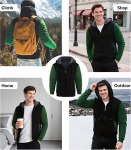 Sweat-shirts à capuche pour hommes, doublés en sherpa, épais et chauds, en polaire, pour l'hiver - Product Image 5