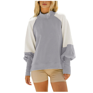 Pull à col rond coréen en toile respirante 100 % coton à manches longues, couleur unie, avec logo personnalisé imprimé – Le meilleur fournisseur pour femmes - Product Image 2