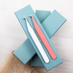 Pinzas de extensión de pestañas con punta de fibra Blanca Rosa profesional ANAAIF, pinzas puntiagudas personalizables con etiqueta privada - Product Image 6