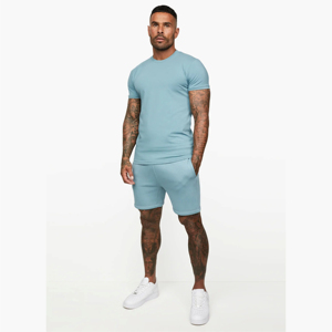 OEM personalizado entrenamiento camisetas y pantalones cortos hombres gimnasio desgaste Slim Fit Twinsets 100% algodón hombres Twin Set al por mayor - Product Image 3