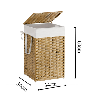 Superventas 2024 Natural tejido a mano redondo PP plástico ratán Vintage multifunción cesta tapa Liner solución de almacenamiento ecológica - Product Image 3