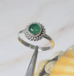 Cabochon en onyx vert naturel pierre précieuse solide 925 bague en argent Sterling faite à la main bijoux en argent Sterling 925 bague estampillée bijoux - Product Image 4