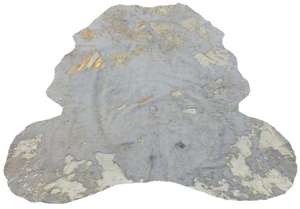 Tapis en cuir de vachette véritable avec finition en feuille grise et argentée lavée à l'acide pour la décoration intérieure moderne - Product Image 5
