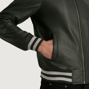 2025 chaqueta de bombardero con mangas de cuero genuino de cuerpo de lana de alta calidad personalizada chaquetas universitarias para hombres y mujeres - Product Image 6