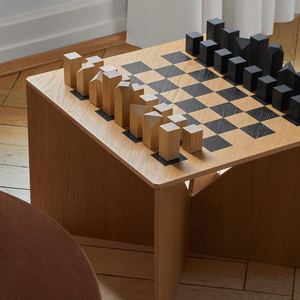 JUEGO DE AJEDREZ DE MADERA PERSONALIZADO MUDO JUEGO DE AJEDREZ DE GRAN TAMAÑO Tablero plegable Piezas de ajedrez Juego de mesa - Product Image 1