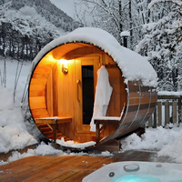 Sauna Tong Tradisional Luar Ruangan Sauna Uap Tradisional Ruang Sauna Kayu Cedar Merah Luar Ruangan 3-4 Orang Sauna Tong Luar Ruangan